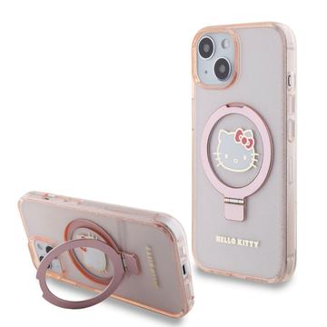 iPhone 15 Hello Kitty IML Ringstand Glitter MagSafe Hoesje Roze