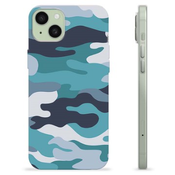 iPhone 15 Plus TPU Case Blauwe Camouflage