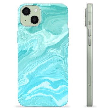 iPhone 15 Plus TPU Case Blauw Marmer