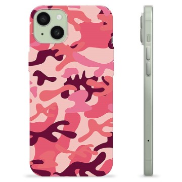 iPhone 15 Plus TPU Case Roze Camouflage