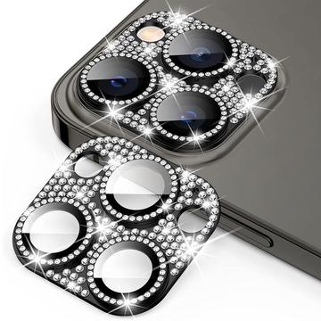 iPhone 15 Pro-15 Pro Max Hat Prince Glitter Camera Lens Beschermer Zwart