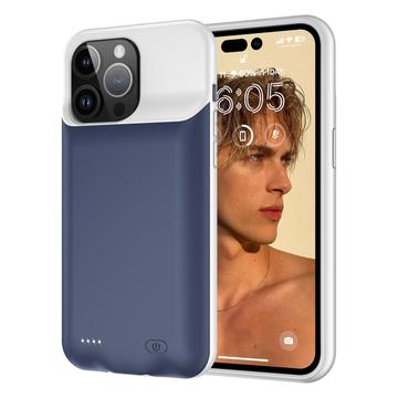 iPhone 15 Pro Back-up Batterij Case 7000mAh Donkerblauw-Grijs