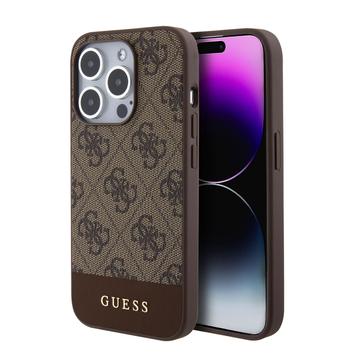 iPhone 15 Pro Guess 4G Stripe Case MagSafe-compatibel Bruin