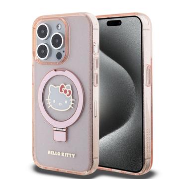 iPhone 15 Pro Hello Kitty IML Ringstand Glitter MagSafe Hoesje Roze