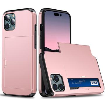iPhone 15 Pro Hybrid Case with Sliding Card Slot Rose Gold