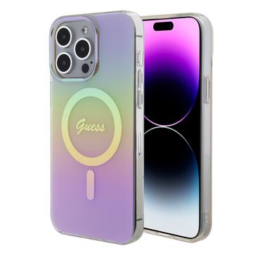 iPhone 15 Pro Max Guess IML Iridescent Script Mag hoesje Roze