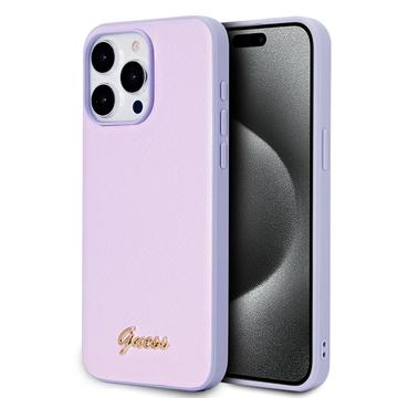 iPhone 15 Pro Max Guess Iridescent Metal Script Hybrid Hoesje Paars
