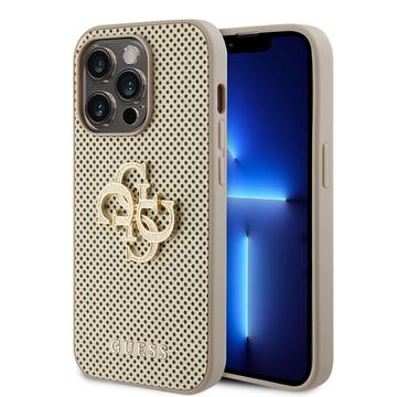 iPhone 15 Pro Max Guess Geperforeerd 4G Glitter Logo Cover Goud