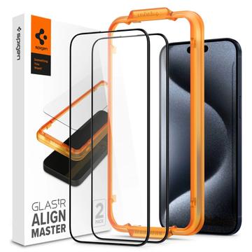 Spigen iPhone 15 Pro screenprotector - Full Cover glas - 2 Pack