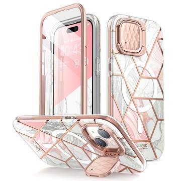 iPhone 15 Supcase Cosmo Mag Hybride Hoesje Roze Marmer