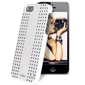 iPhone 5-5S-SE Puro Rock Hoesje met Ronde Studs (Geopende verpakking Uitstekend) Wit