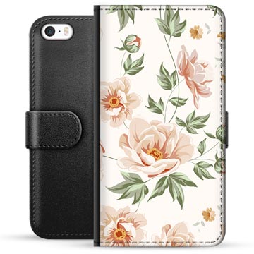 iPhone 5-5S-SE Premium Wallet Hoesje Bloemen
