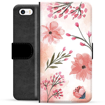 iPhone 5-5S-SE Premium Wallet Case Roze Bloemen