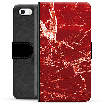 iPhone 5-5S-SE Premium Wallet Case Rood Marmer