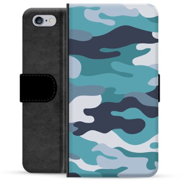 iPhone 6-6S Premium Portemonnee Hoesje Blauw Camouflage