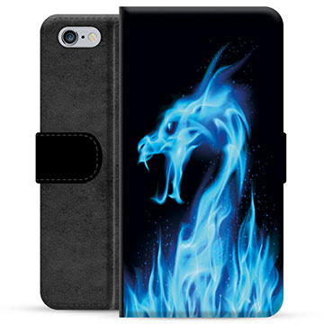 iPhone 6-6S Premium Portemonnee Hoesje Blue Fire Dragon