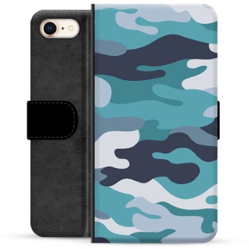 iPhone 7-8-SE (2020)-SE (2022) Premium Wallet Case Blauw Camouflage