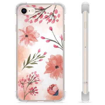 iPhone 7-8-SE (2020)-SE (2022) Hybride Hoesje Roze Bloemen