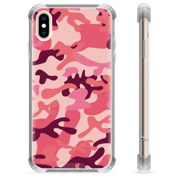 iPhone X-iPhone XS hybride hoesje roze camouflage