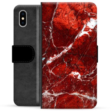 iPhone X-iPhone XS Premium Wallet Case Rood Marmer