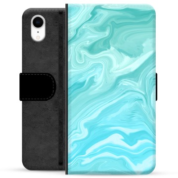 iPhone XR Premium Wallet Case Blauw Marmer