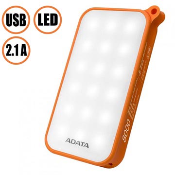 Adata D8000L 8000Mah Dual Usb Powerbank Met Led Licht Oranje huismerk kopen in de aanbieding