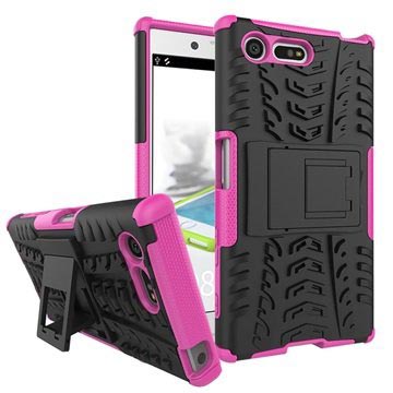 Sony Xperia X Compact Anti Slip Hybrid Case Zwart Hot Pink huismerk kopen in de aanbieding