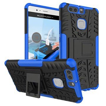 Huawei P9 Anti Slip Hybrid Cover Zwart Blauw huismerk kopen in de aanbieding
