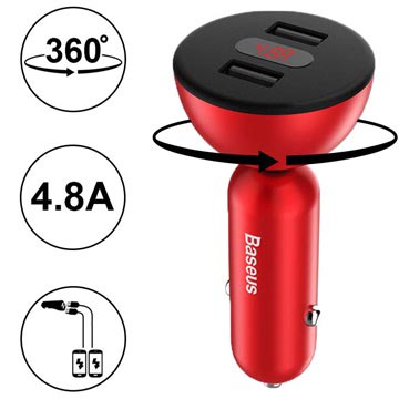 Baseus Bsc C9X1 Shake Head Autolader Dubbele Usb Lcd 48A Rood huismerk kopen in de aanbieding Baseus Bsc C9X1 Shake Head Autolader Dubbele Usb Lcd 48A Rood huismerk kopen in de aanbieding