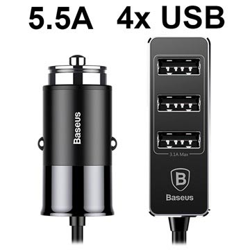 Baseus Enjoy Together Autolader 4X Usb 55A Zwart huismerk kopen in de aanbieding Baseus Enjoy Together Autolader 4X Usb 55A Zwart huismerk kopen in de aanbieding