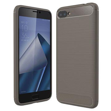 Asus Zenfone 4 Max Zc520Kl Brushed Tpu Case Carbon Fiber Grijs huismerk kopen in de aanbieding