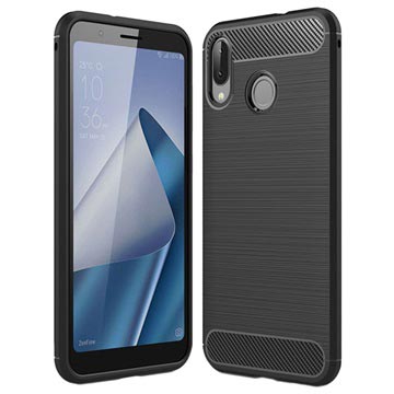 Asus Zenfone Max M1 Zb555Kl Geborsteld Tpu Case Koolstofvezel Zwart huismerk kopen in de aanbieding