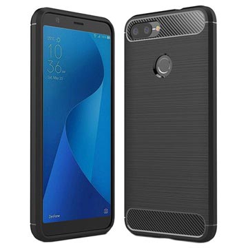 Asus Zenfone Max Plus M1 Geborstelde Tpu Case Koolstofvezel Zwart huismerk kopen in de aanbieding