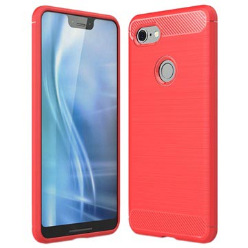 Google Pixel 3 Xl Geborsteld Tpu Case Koolstofvezel Rood huismerk kopen in de aanbieding