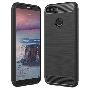 Huawei Honor 9 Lite Geborsteld Tpu Case Koolstofvezel Zwart huismerk kopen in de aanbieding