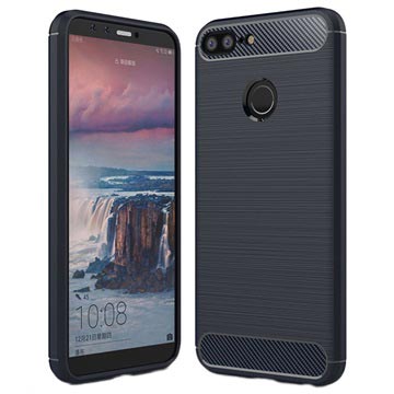 Huawei Honor 9 Lite Geborsteld Tpu Case Koolstofvezel Donkerblauw huismerk kopen in de aanbieding