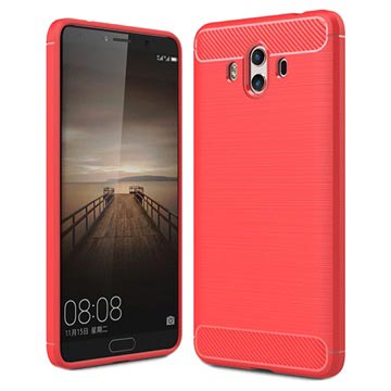 Huawei Mate 10 Brushed Tpu Case Carbon Fiber Rood huismerk kopen in de aanbieding