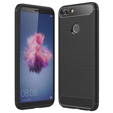 Huawei P Smart Geborsteld Tpu Case Koolstofvezel Zwart huismerk kopen in de aanbieding