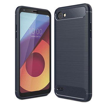 Lg Q6 Q6 Brushed Tpu Case Carbon Fiber Donkerblauw huismerk kopen in de aanbieding