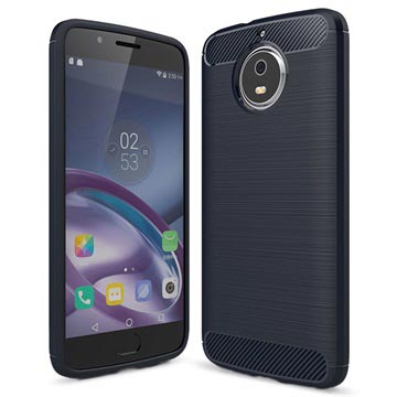 Motorola Moto G5S Geborsteld Tpu Case Koolstofvezel Donkerblauw huismerk kopen in de aanbieding