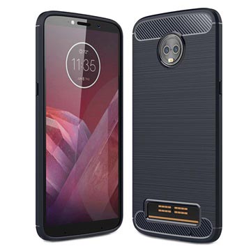 Motorola Moto Z3 Play Brushed Tpu Case Carbon Fiber Donkerblauw huismerk kopen in de aanbieding