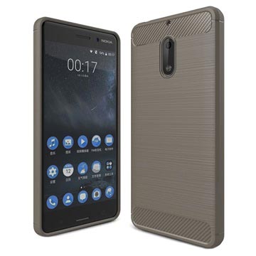 Nokia 6 Brushed Tpu Case Carbon Fiber Grijs huismerk kopen in de aanbieding