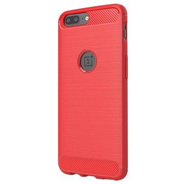 Oneplus 5 Brushed Tpu Case Carbon Fiber Rood huismerk kopen in de aanbieding