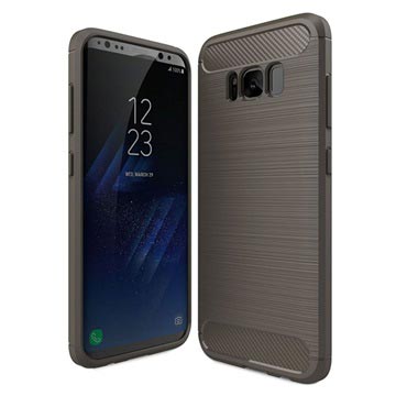 Samsung Galaxy S8 Geborsteld Tpu Case Koolstofvezel Grijs huismerk kopen in de aanbieding