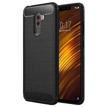 Xiaomi Pocophone F1 Geborsteld Tpu Case Koolstofvezel Zwart huismerk kopen in de aanbieding