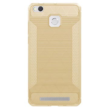Xiaomi Redmi 3 Pro 3X Brushed Tpu Case Carbon Fiber Goud huismerk kopen in de aanbieding