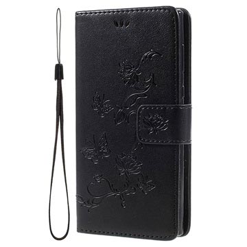 Sony Xperia L1 Butterfly Wallet Case Zwart huismerk kopen in de aanbieding