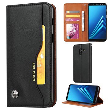 Card Set Serie Samsung Galaxy A8 2018 Wallet Case Zwart huismerk kopen in de aanbieding