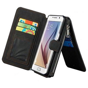 Samsung Galaxy S6 Caseme Multifunctionele Wallet Leren Hoesje Zwart huismerk kopen in de aanbieding