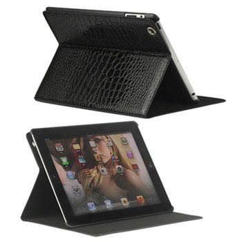 Folio Leren Tas Ipad 2 3 4 Crocodile Zwart huismerk kopen in de aanbieding
